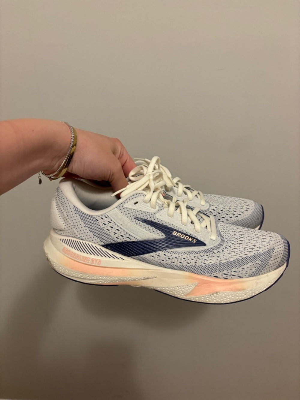 Brooks Women's White, Navy and Peach Running Shoes